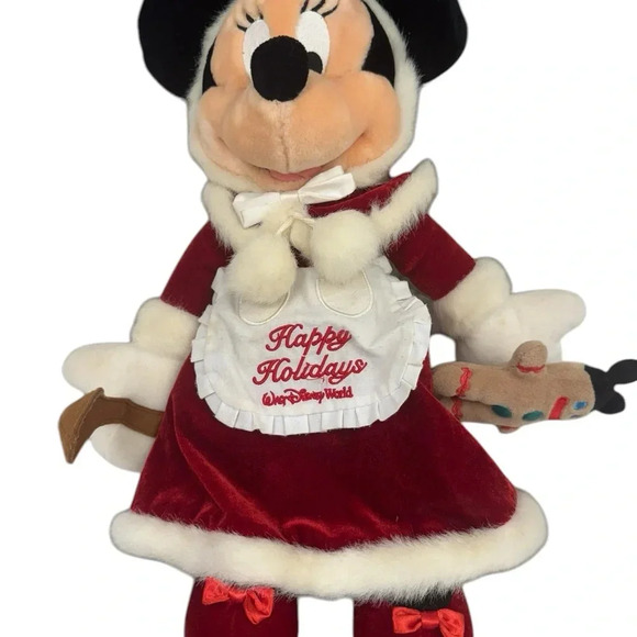 Walt Disney World Minnie Mouse Mrs. Clause Plush Gingerbread Christmas Toy GUC - Picture 3 of 15